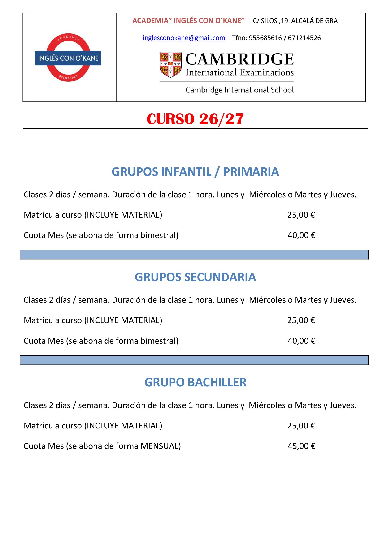 Curso Cambridge